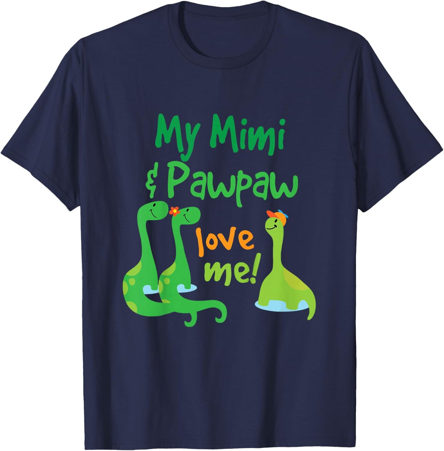 Kids Mimi and Pawpaw Love Me Dinosaur Grandson T-Shirt - T-Shirt | Navy