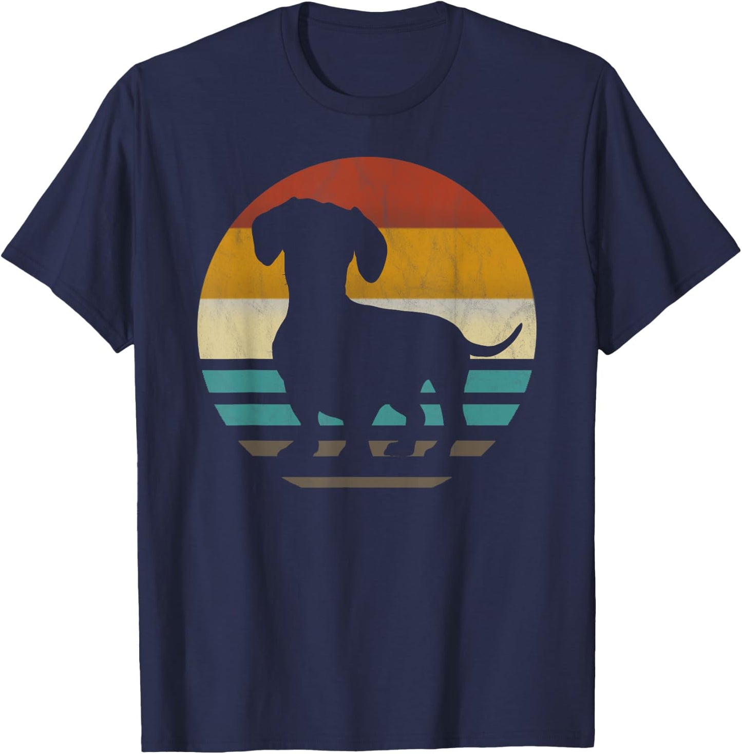 Dachshund Dachshund Silhouette Dog retro Gift T-Shirt - T-Shirt | Navy