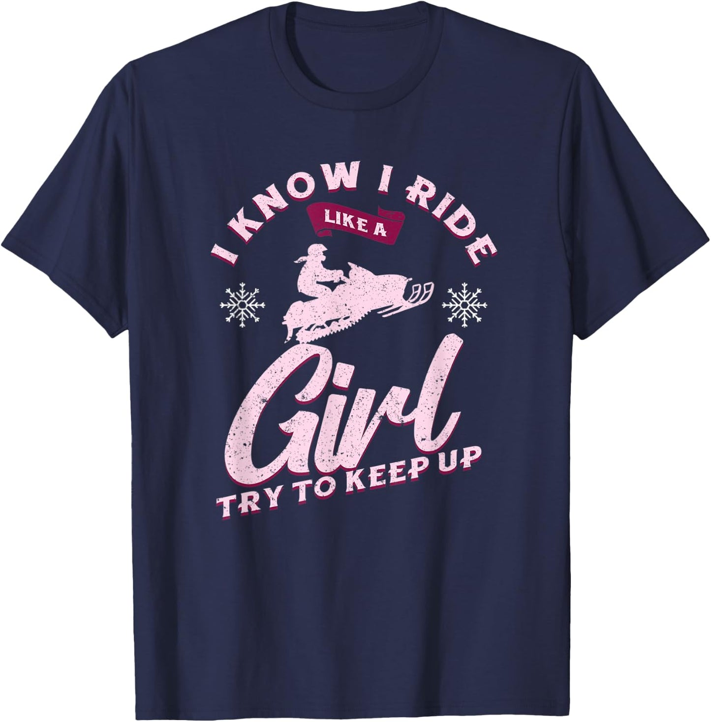 Snowmobile Ride Like A Girl Women's Winter Sports Motor Sled T-Shirt - T-Shirt | Navy