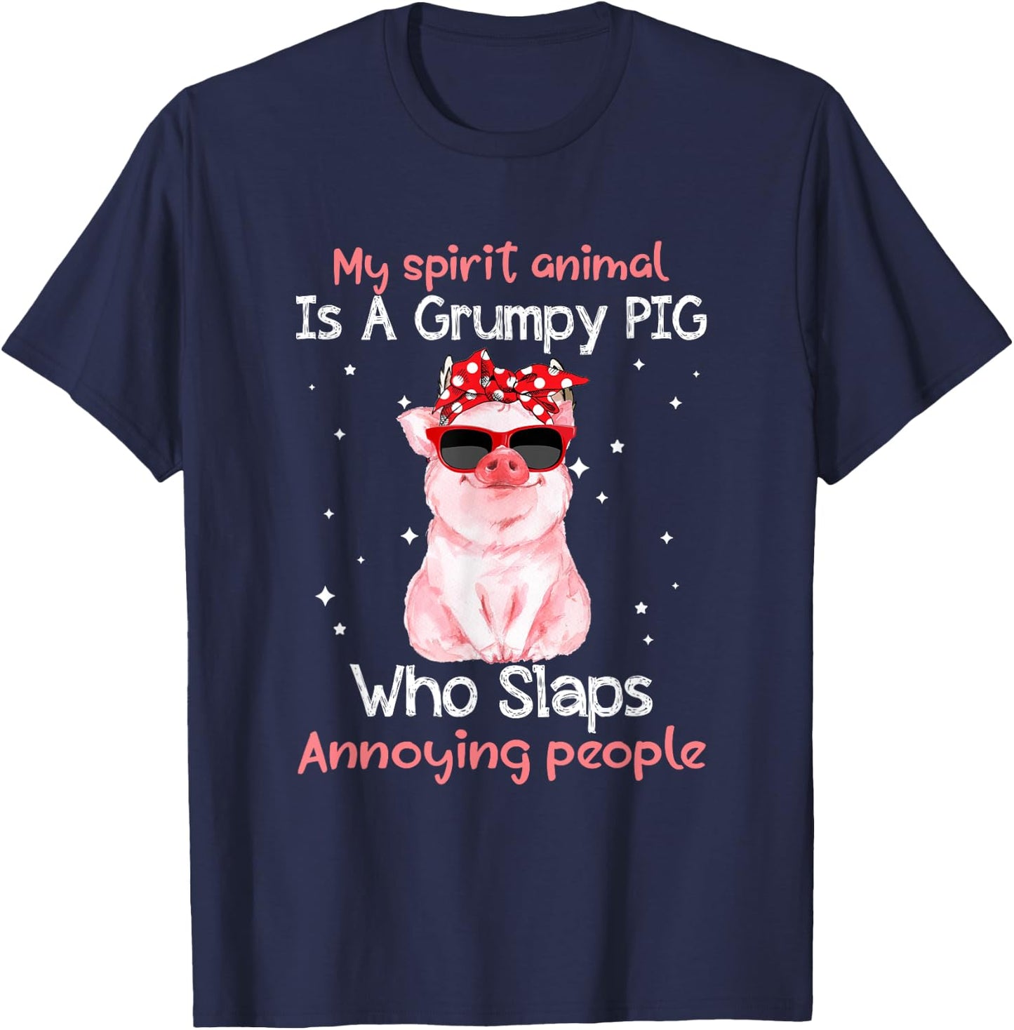 Pig Lover My Spirit Animal Is Grumpy Pig Funny T-Shirt - T-Shirt | Navy