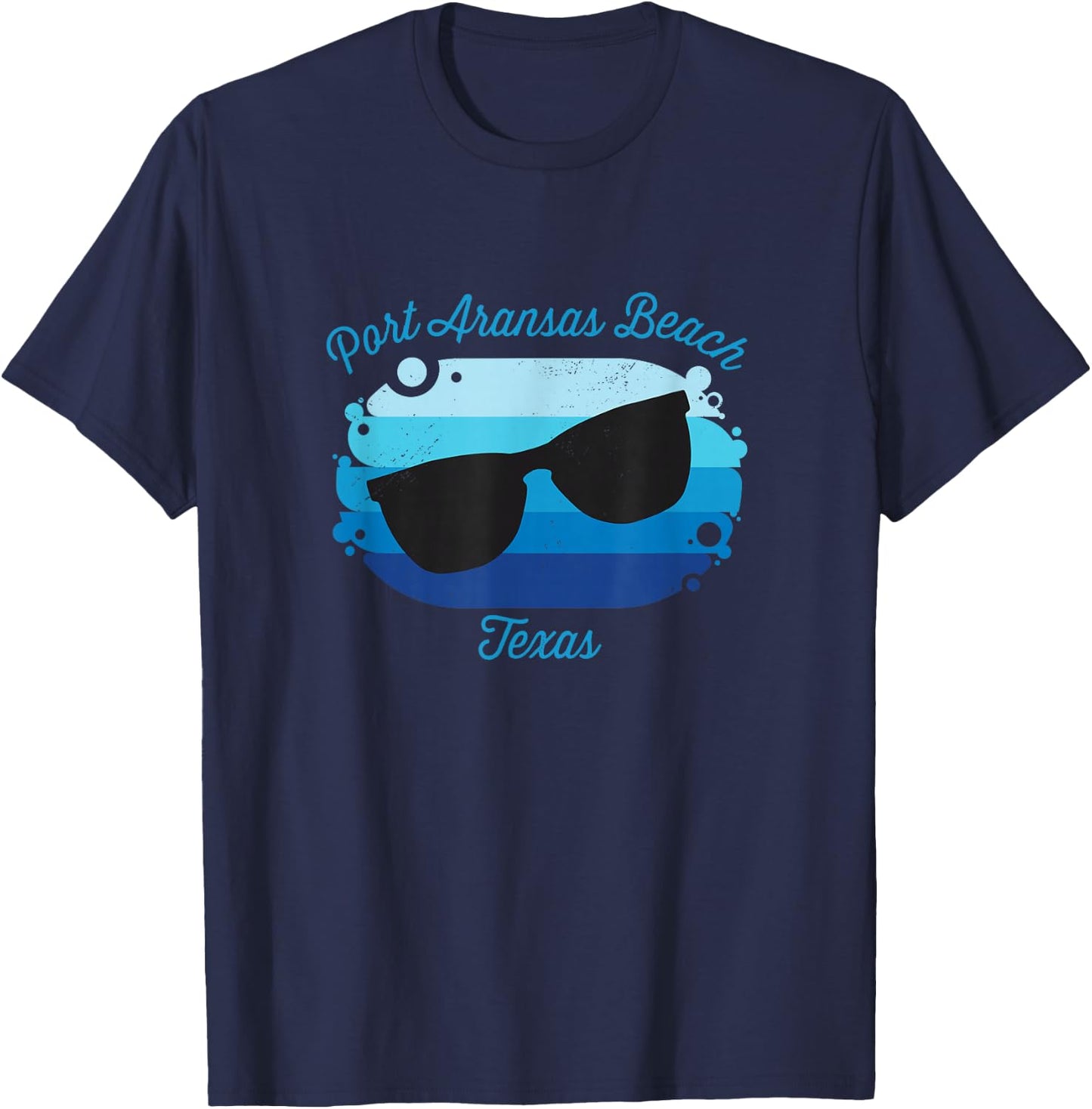 Port Aransas Beach TX Texas Souvenir Nautical Surfer Graphic T-Shirt - T-Shirt | Navy