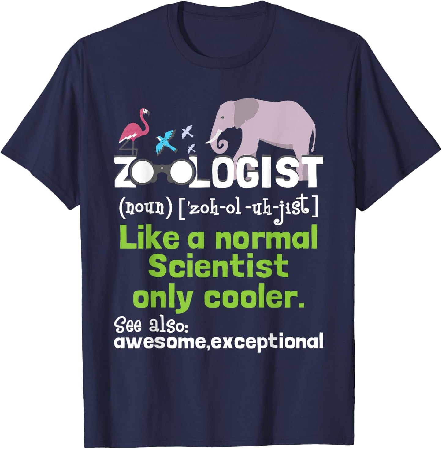 Zoologist Definition Zoology Zookeeper Wildlife T-Shirt - T-Shirt | Navy
