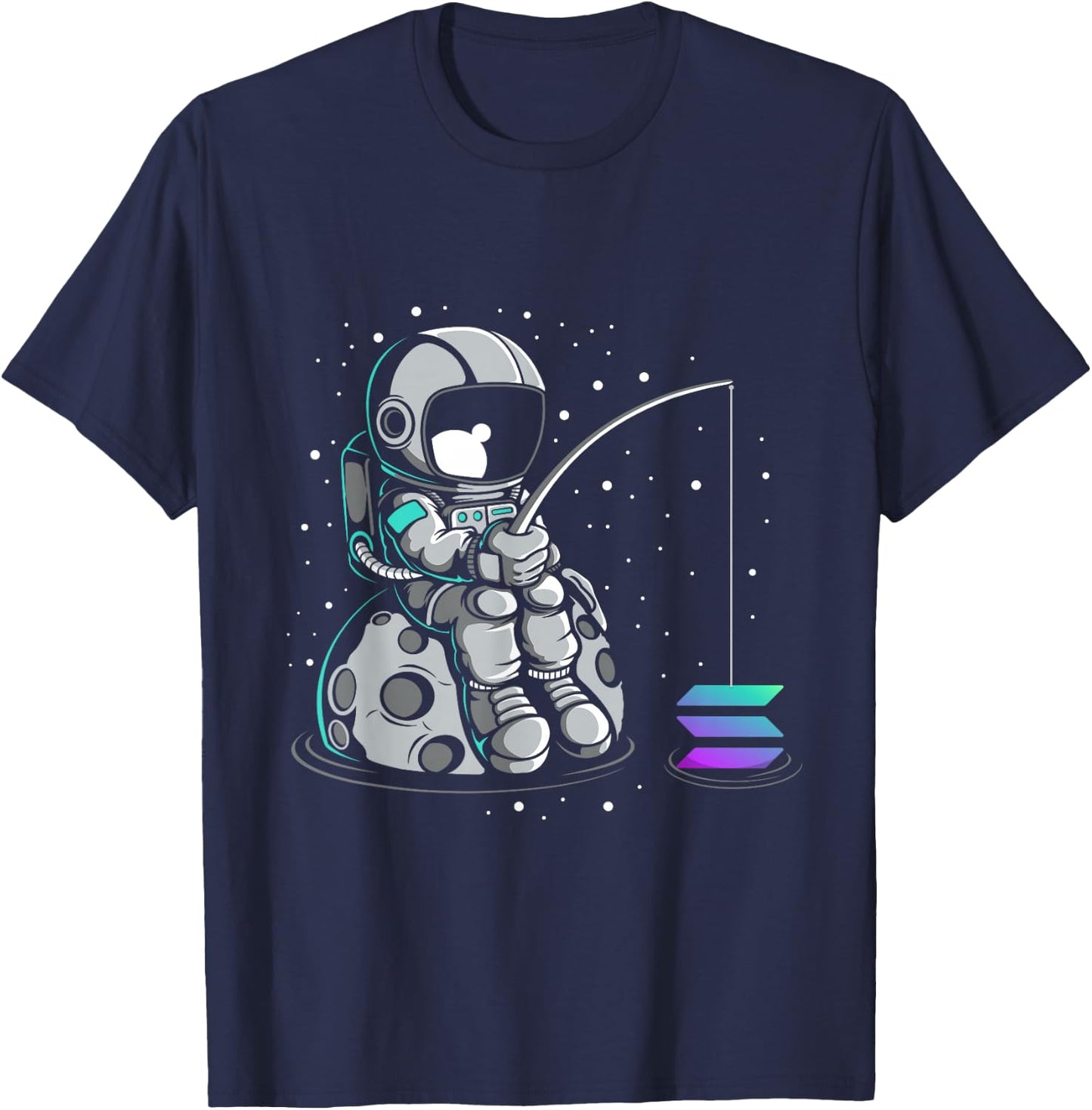 Solana Fishing Crypto Bullrun SOL Token Rich Millionaire T-Shirt - T-Shirt | Navy