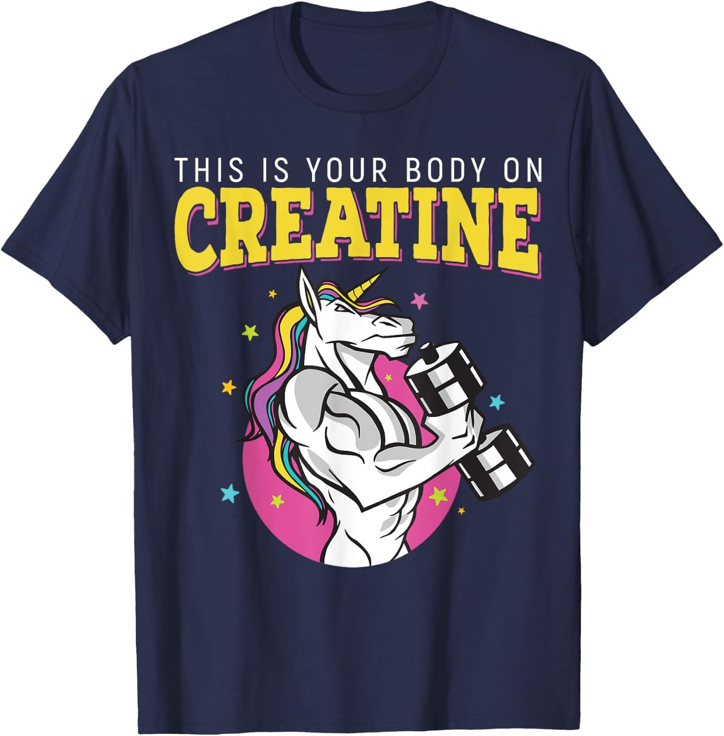 This Is Your Body On Creatine Gym Fitness Weightlifting T-Shirt - T-Shirt | Navy