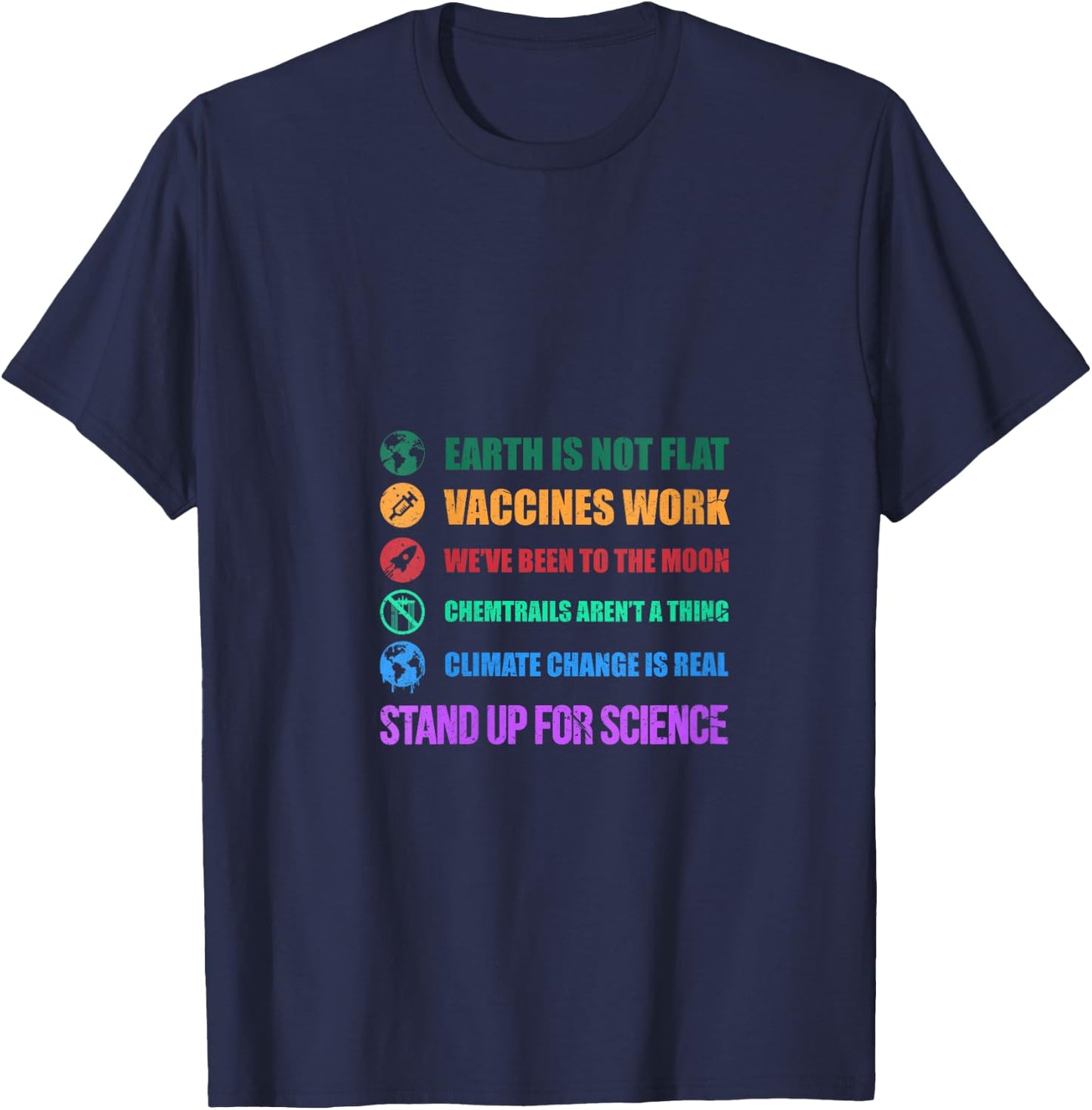 Women's Earth is Not Flat Stand up for Science V-Neck T-Shirt - T-Shirt | Navy