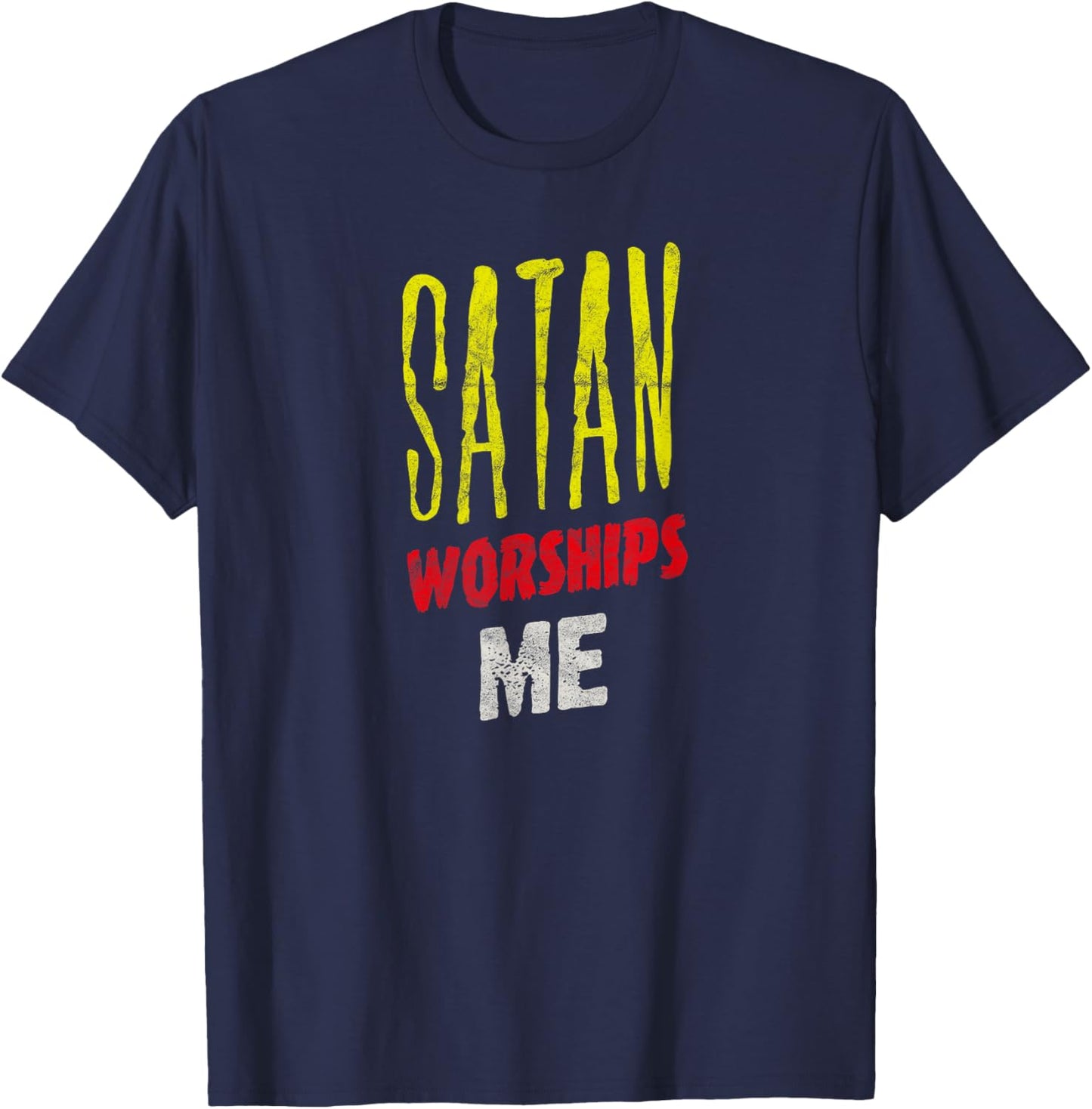 Satan Worships Me Occult Grunge Baphomet Antichrist Punk T-Shirt - T-Shirt | Navy