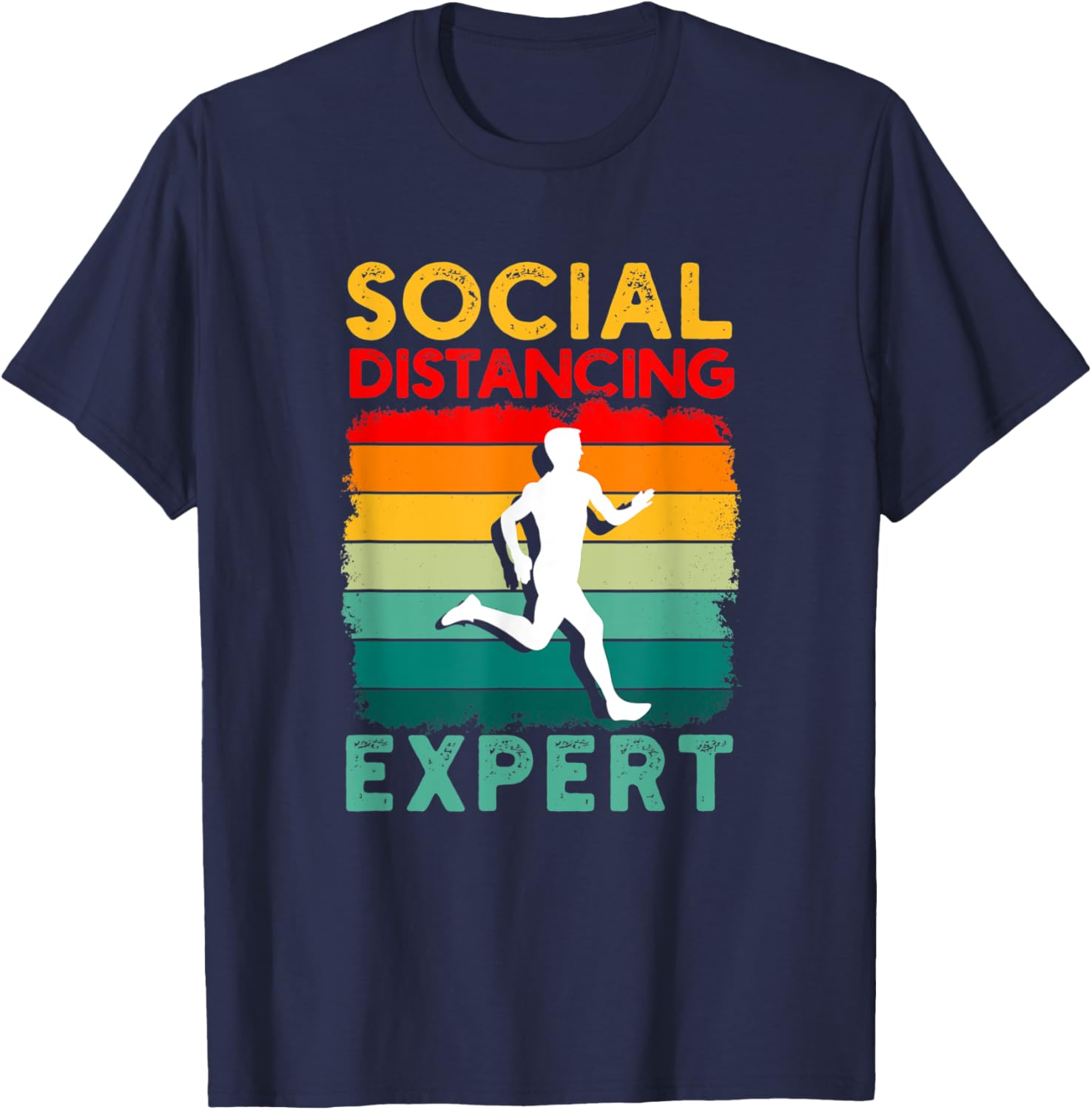 Running Sports Pun Social Distancing Expert Funny Runner T-Shirt - T-Shirt | Navy