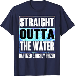 Baptism Shirt Adults Kids Funny Outta Water Gifts Idea T-Shirt - T-Shirt | Navy