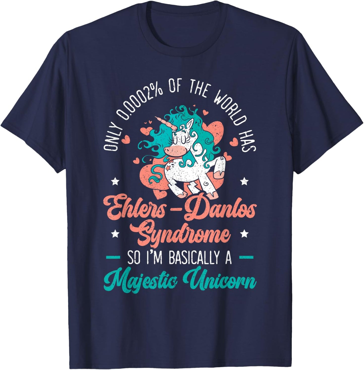 Unicorn Lover Ehlers-Danlos EDS and HSD Awareness Month T-Shirt - T-Shirt | Navy
