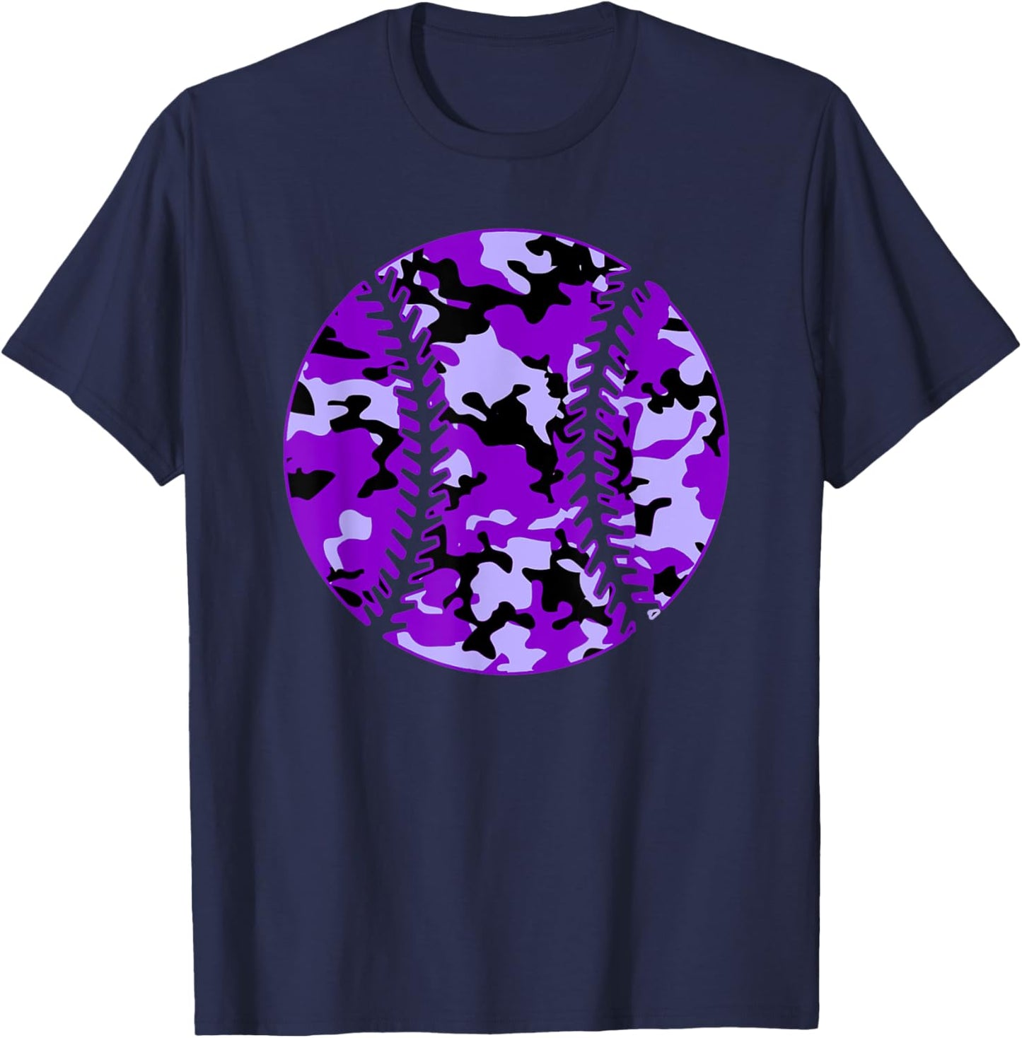 Purple Camo Baseball - Purple Camouflage Baseball T-Shirt - T-Shirt | Navy