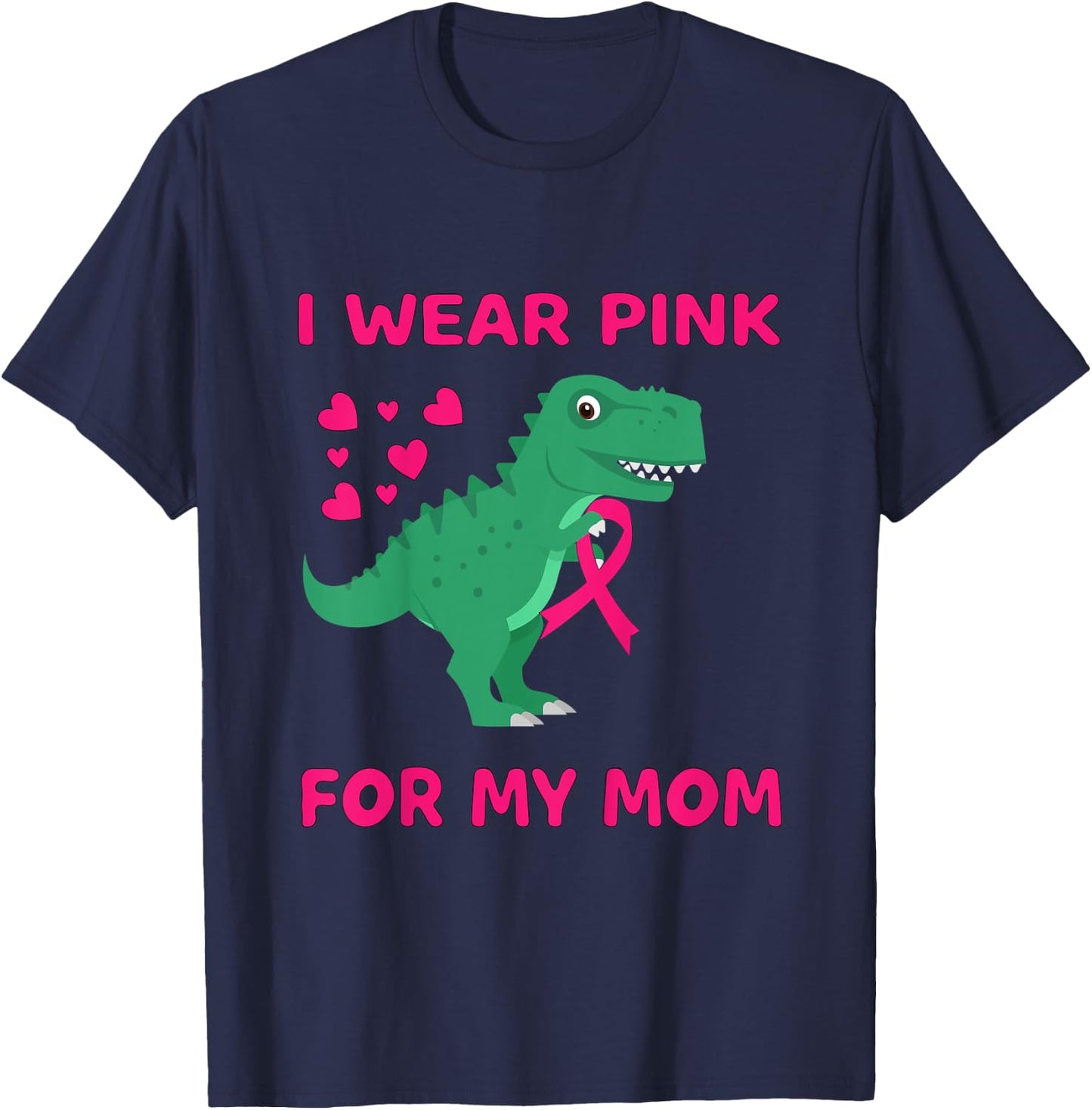 Kids I wear Pink for my Mom Breast Cancer Trex Dino Kids Toddler T-Shirt - T-Shirt | Navy
