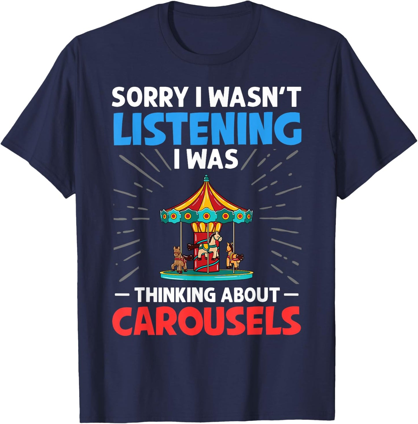 Carousel Horse Tornado Carnival Ride Amusement Park T-Shirt - T-Shirt | Navy