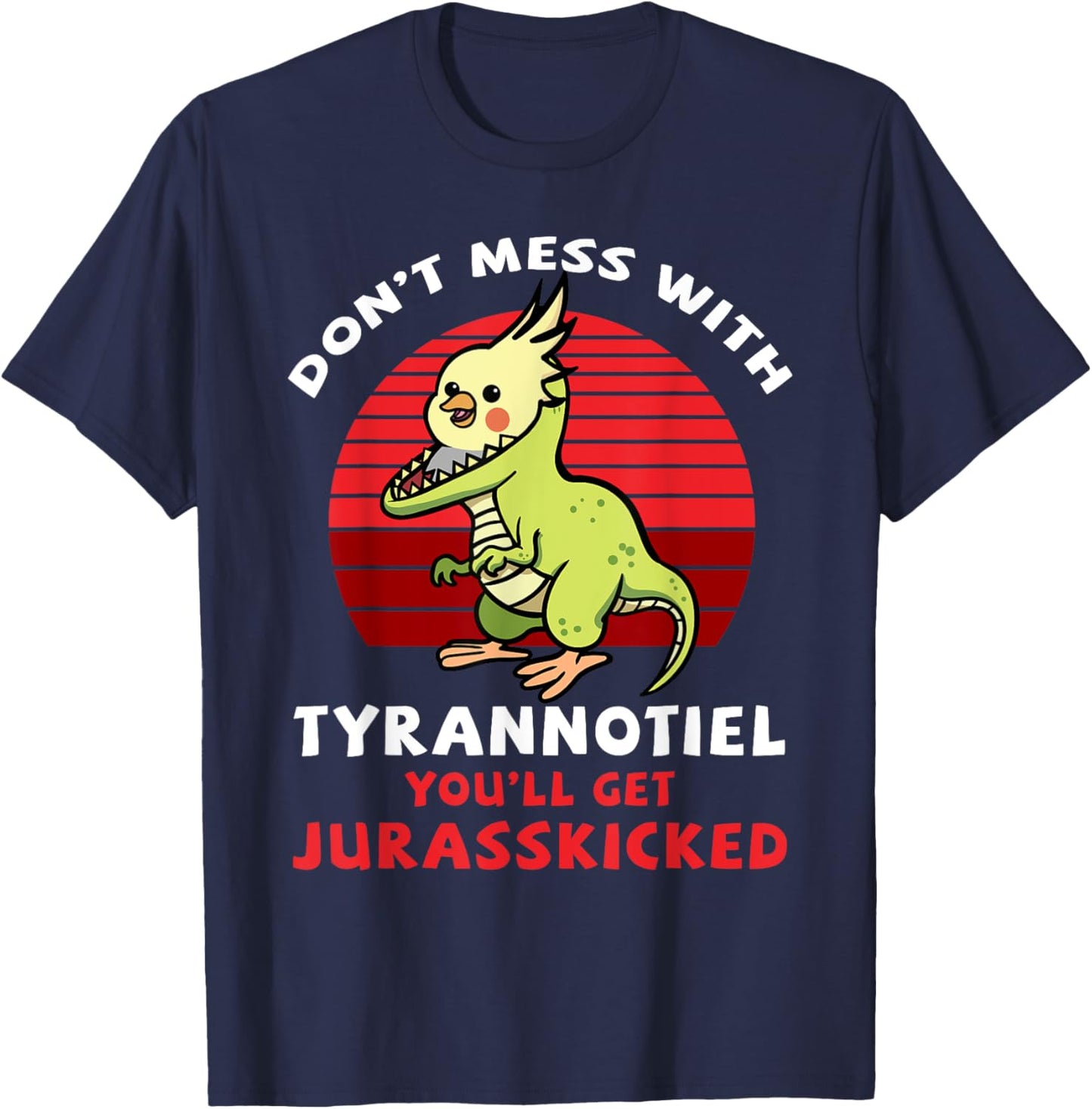 Cockatiel Cockatoo Lutino Quarrion Dinosaur Dino Parrot Gift T-Shirt - T-Shirt | Navy