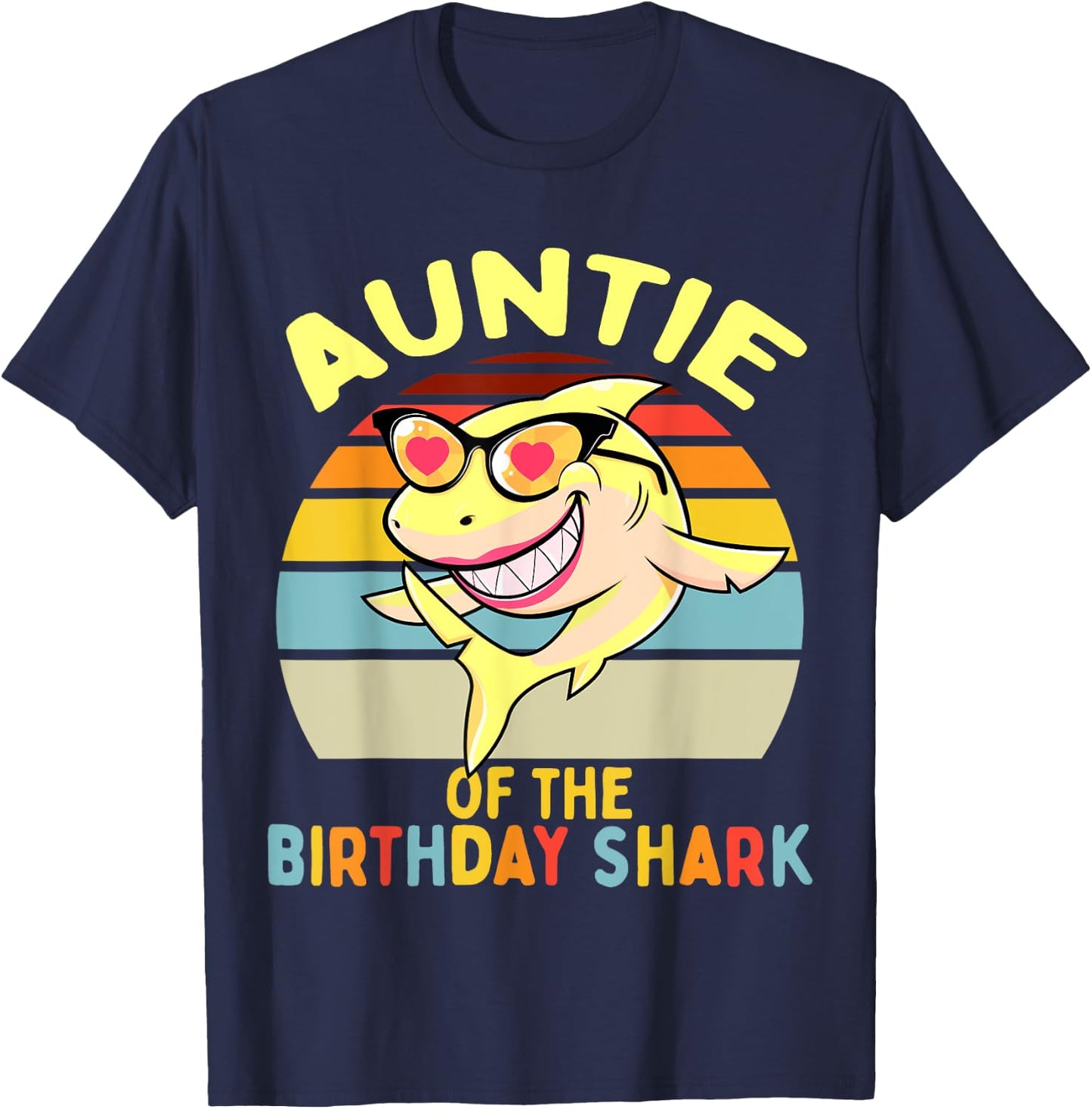 Auntie of the Shark Birthday Aunt Matching Family T-Shirt - T-Shirt | Navy