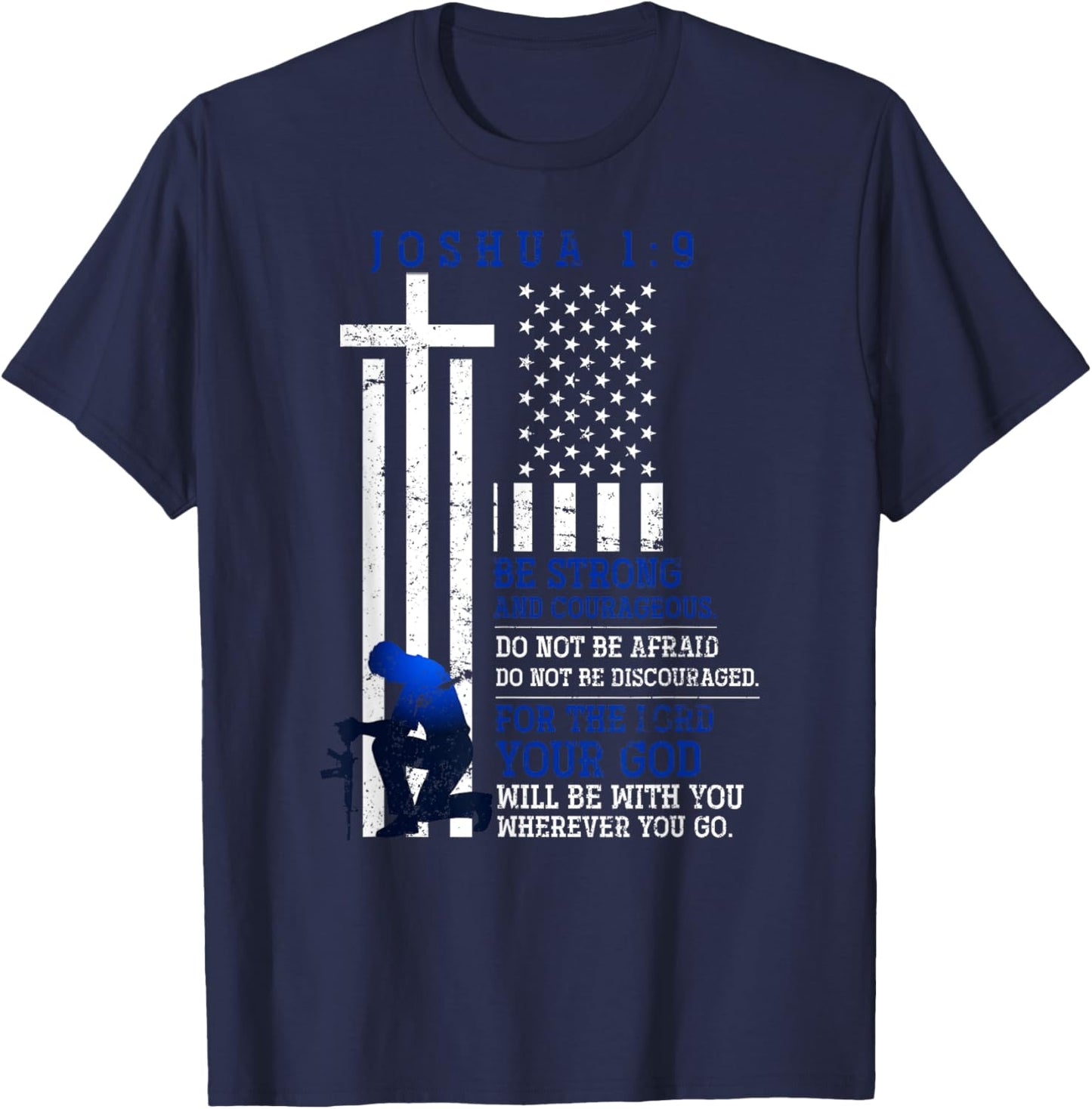 Holy Bible Verse US Flag American Christian Gift Prayer T-Shirt - T-Shirt | Navy