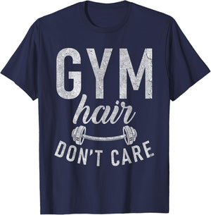 Gym Hair dont Care Funny Workout Bodybuilding T-Shirt - T-Shirt | Navy