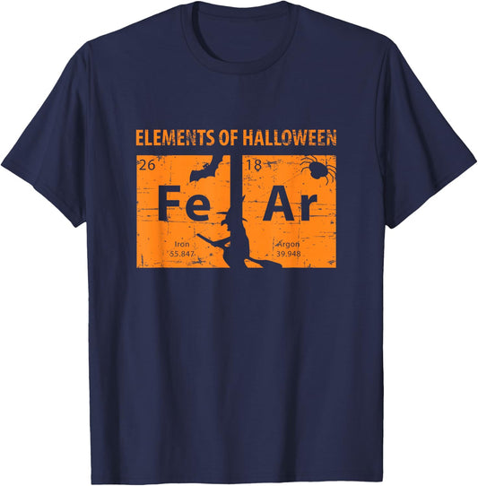 Elements of Halloween (Fear) Periodically T-Shirt - T-Shirt | Navy