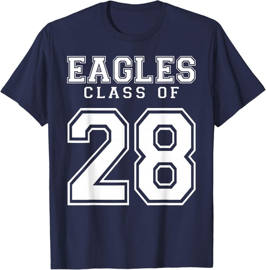 Class Of 2028 Eagles Custom Graduation Senior Personalized T-Shirt - T-Shirt | Navy