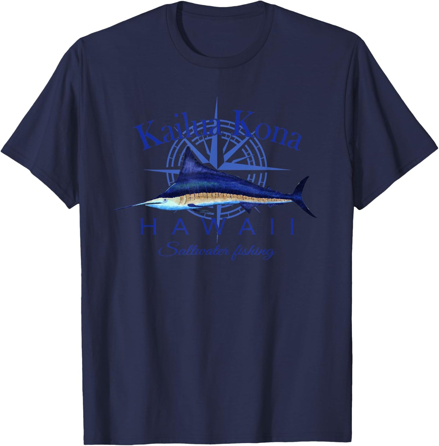 Kailua Kona Hawaii Sailfish Billfish Marlin Saltwater T-Shirt - T-Shirt | Navy