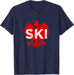 SKI Polish Surnames Ending Dyngus Day Polish Eagle Polska T-Shirt - T-Shirt | Navy