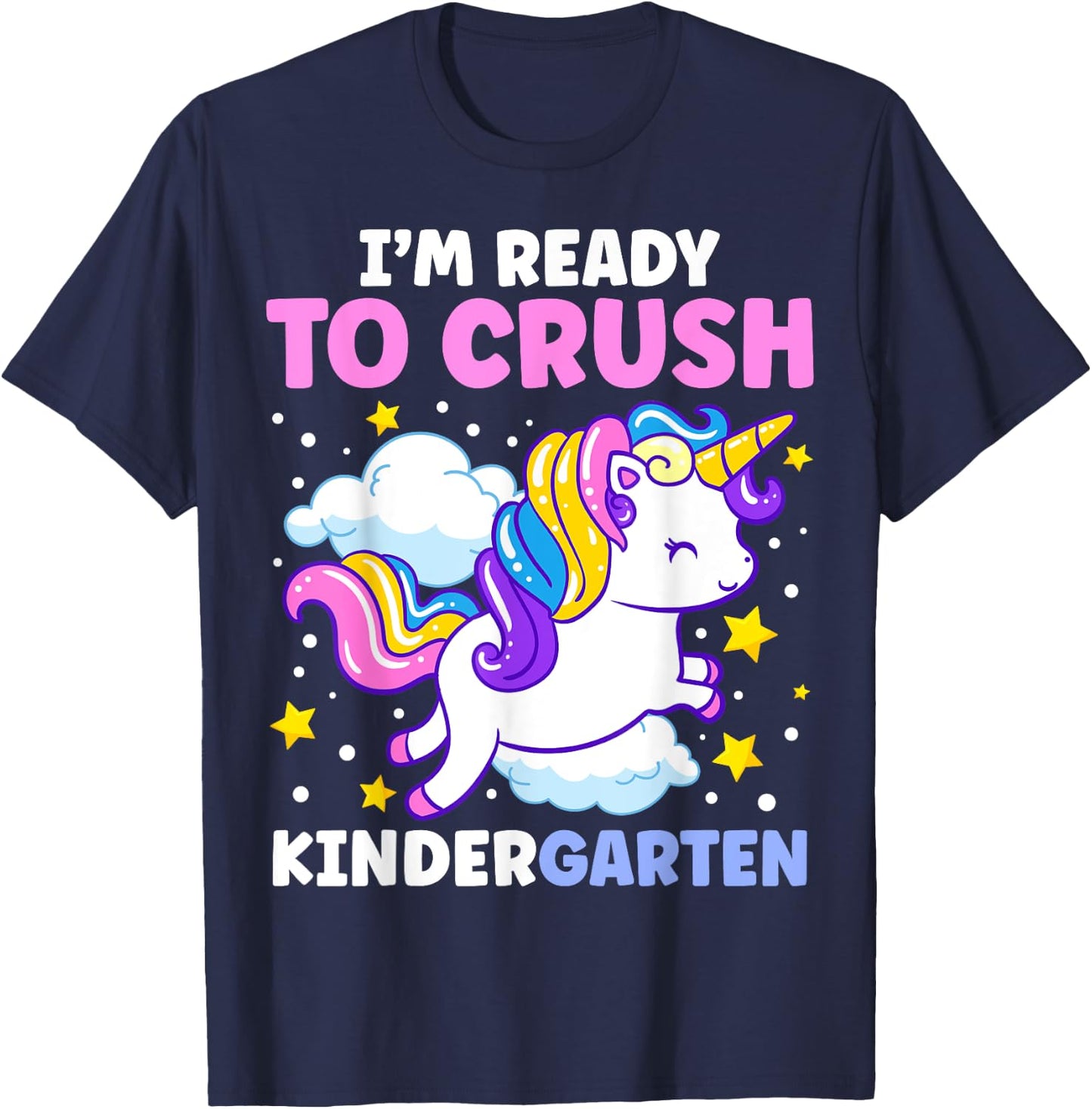 First Day of Kindergarten Unicorn Girls Back to School T-Shirt - T-Shirt | Navy