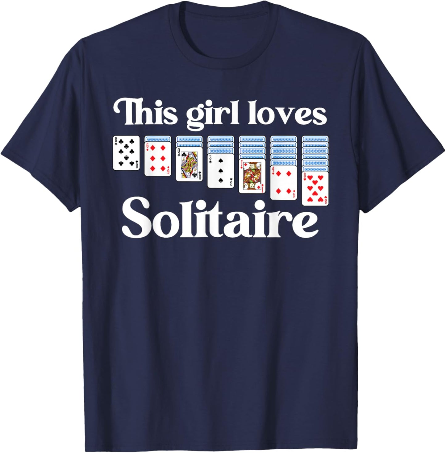 Solitaire Gift Girl Kids Card Game Player Solitaire Game T-Shirt - T-Shirt | Navy