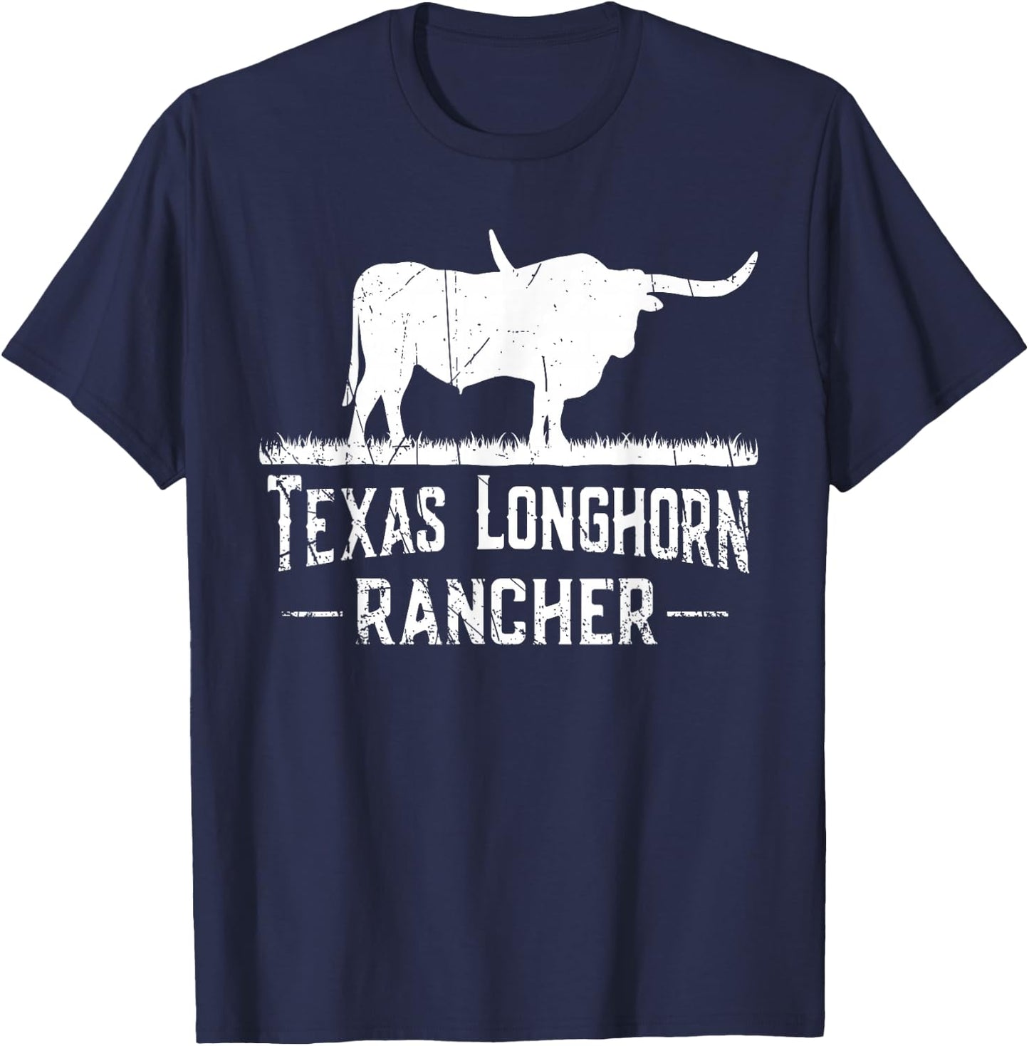 Texas Longhorn Rancher - Longhorn Cow For Cattle Farmer T-Shirt - T-Shirt | Navy