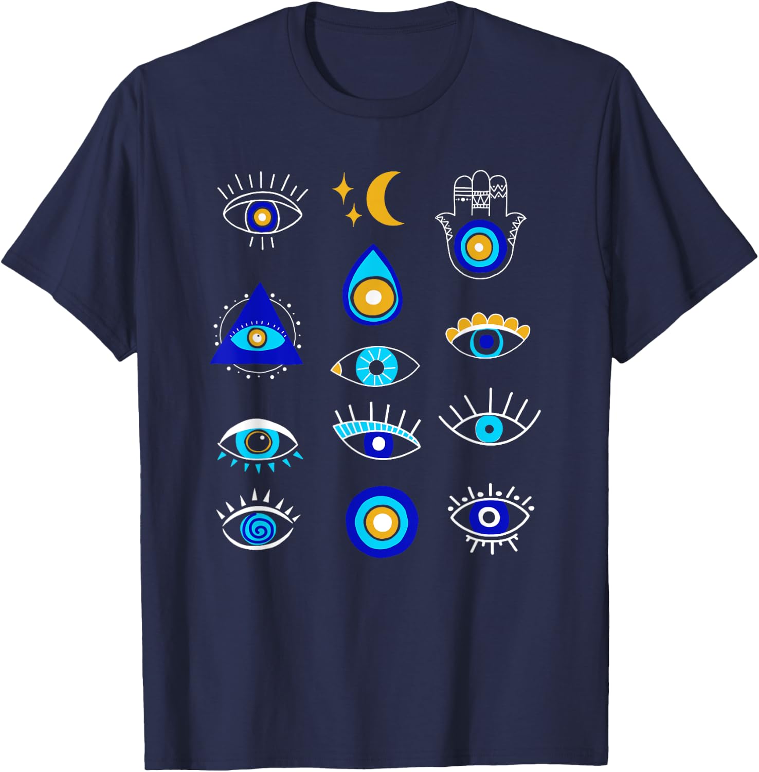 Evil Eye Curse Protection Seeing Eyes Nazar Mati Evil Eye T-Shirt - T-Shirt | Navy