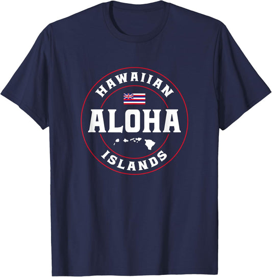 Aloha Hawaii from the island - Hawaii Flag Aloha Hawaiian T-Shirt - T-Shirt | Navy