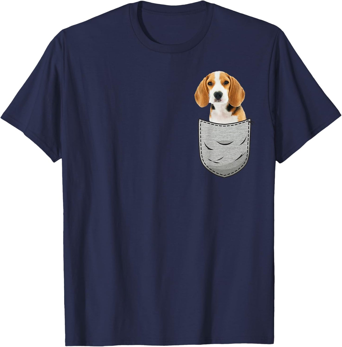 Beagle Chest Pocket for Dog Owners Men Women Girls Kids T-Shirt - T-Shirt | Navy