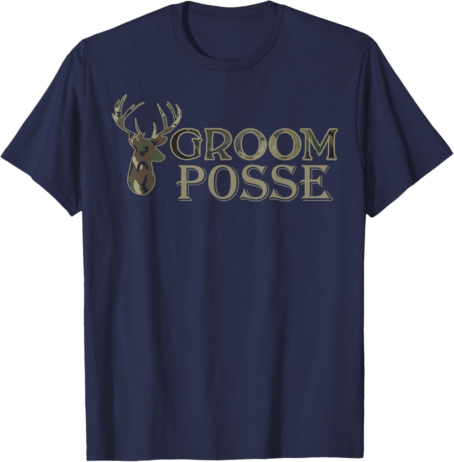Wedding Bachelor Posse Party Groom Camouflage T-Shirt - T-Shirt | Navy