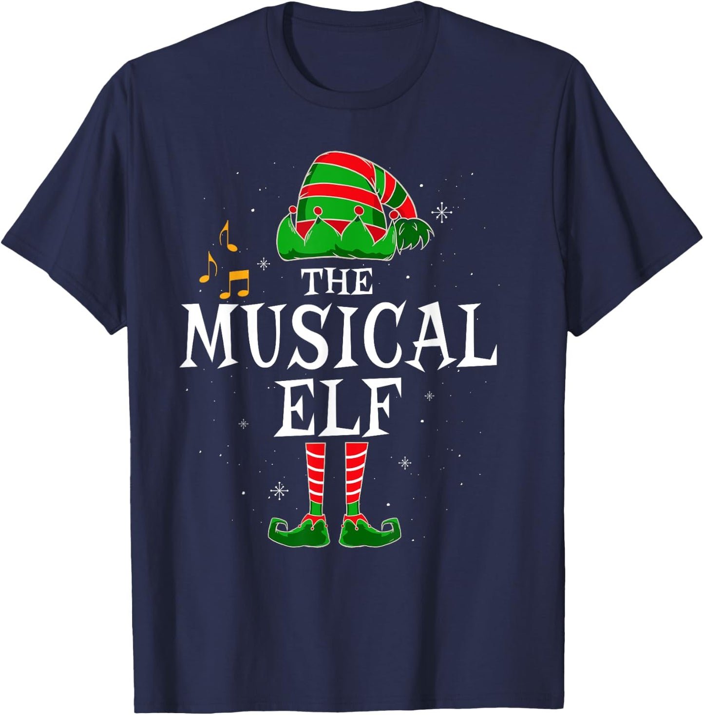 The Musical Elf Group Matching Family Christmas Music Funny T-Shirt - T-Shirt | Navy