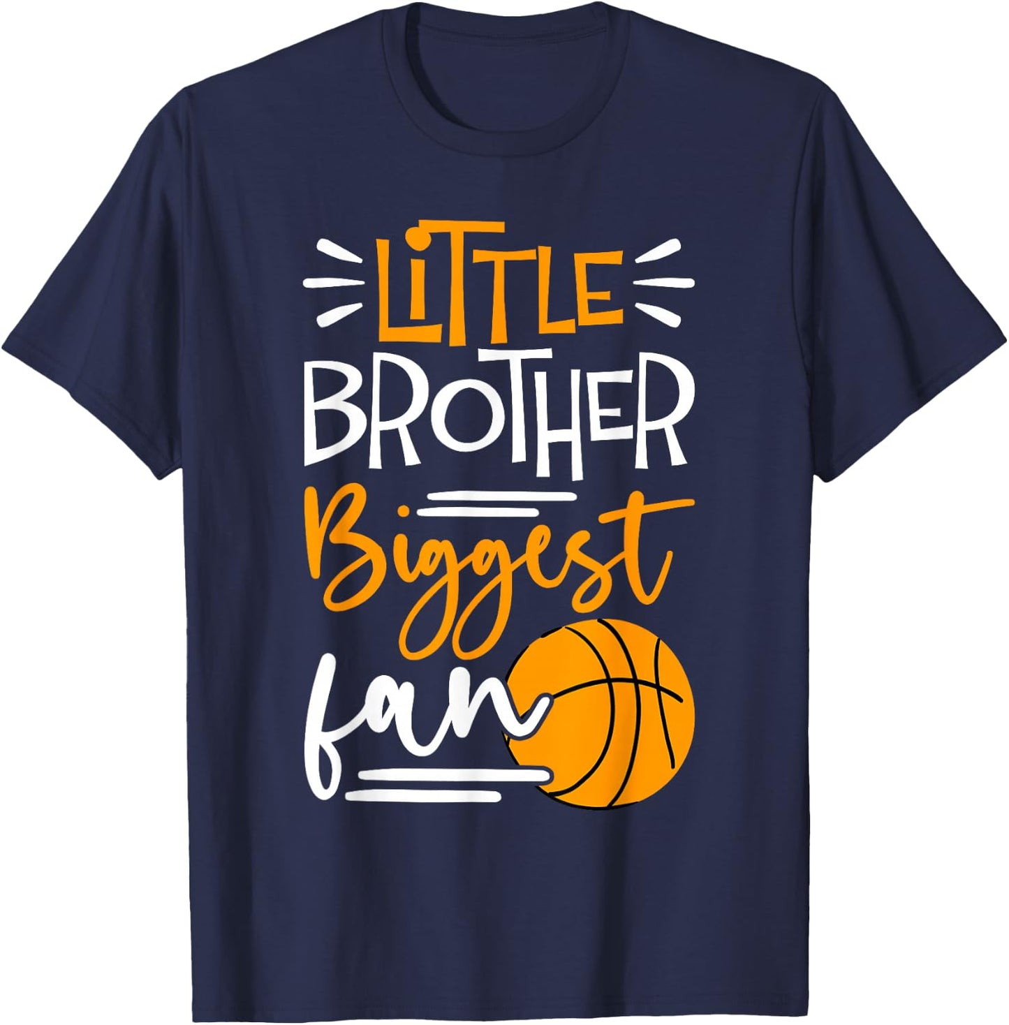 Little Brother Biggest Fan Basketball, Basketball Boys T-Shirt - T-Shirt | Navy