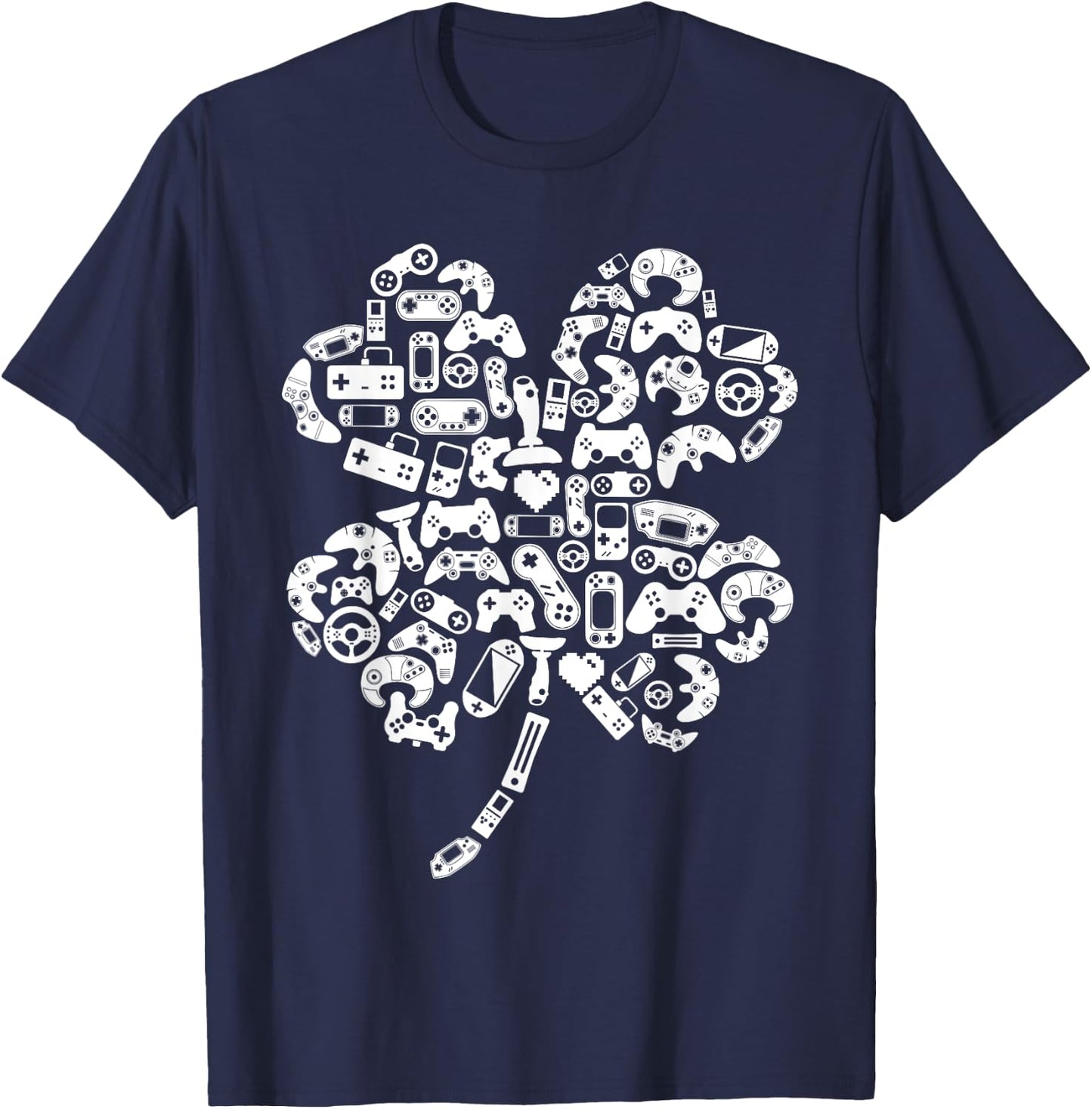 Boys Gamer Gift Game Shamrock St Patricks Day Irish Men Kids T-Shirt - T-Shirt | Navy