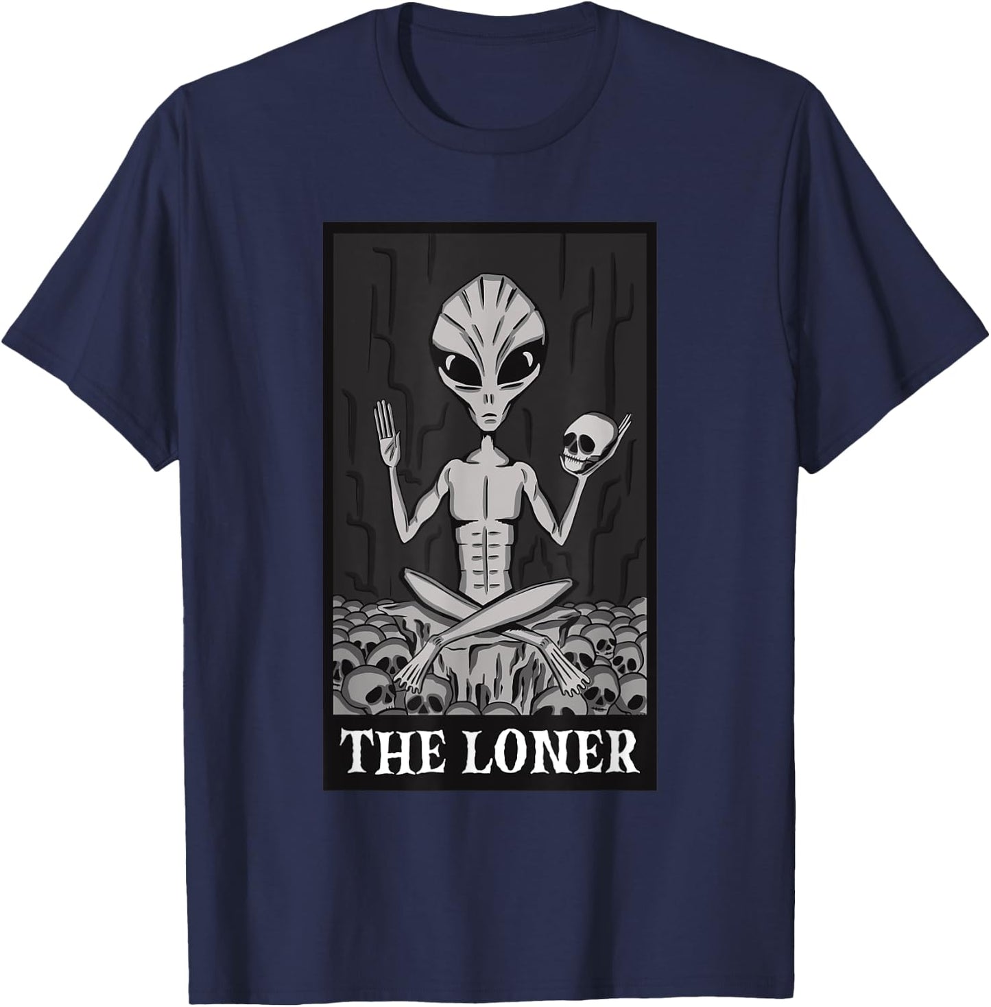 The Loner Lazy Halloween Costume Funny Alien Skeleton Skull T-Shirt - T-Shirt | Navy