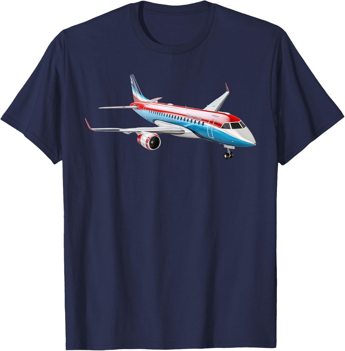 Aviation Airplane Collection ERJ 175 Embraer Aviation Airplane - Men's -Adults Black Small Classic Fit Short Sleeve T-Shirt - T-Shirt | Navy