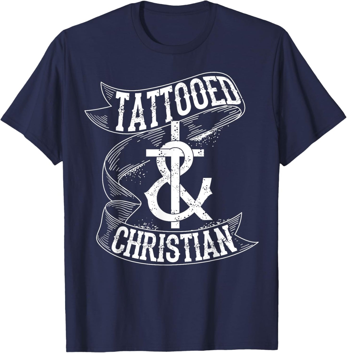Cool Tattooed & Christian | Cute Inked Lover Believer Gift T-Shirt - T-Shirt | Navy