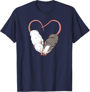 Funny Cute Small Rodent Pet Happy Heart Love Rat Lovers T-Shirt - T-Shirt | Navy