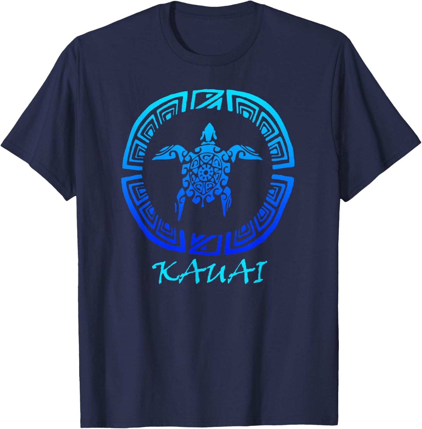 Kauai, Hawaii Vintage Retro Tribal Turtle Vacation T-Shirt - T-Shirt | Navy