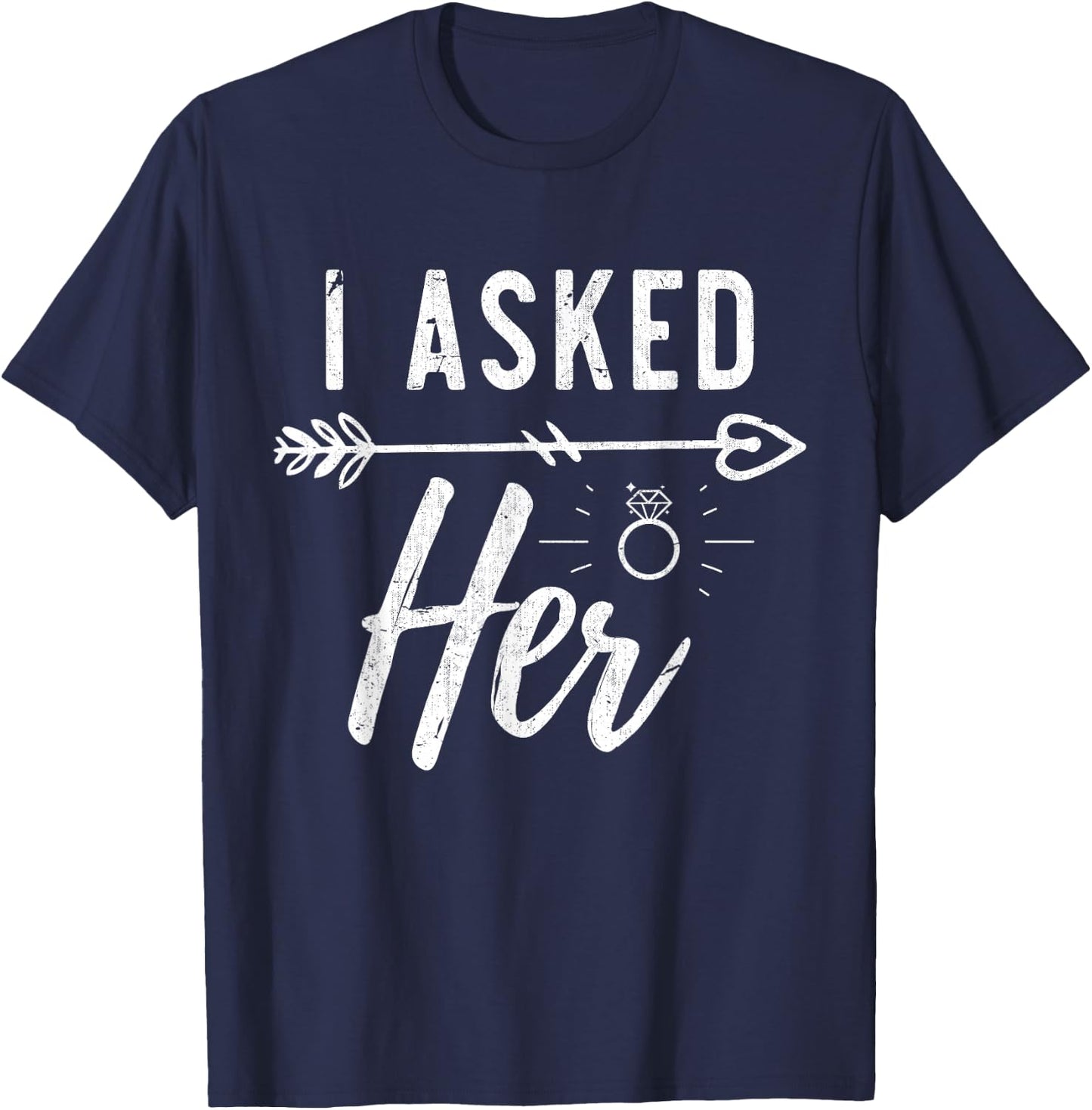 Engaged Couple Wedding Engagement Gift -Adults Black Modern Lace Engagement T-Shirt - T-Shirt | Navy
