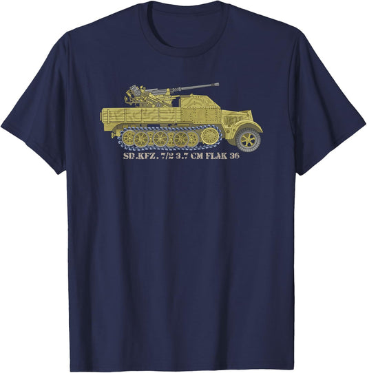 Sd.Kfz. 7/2 3.7 cm FlaK 36 German WW2 Anti-Aircraft Truck T-Shirt - T-Shirt | Navy