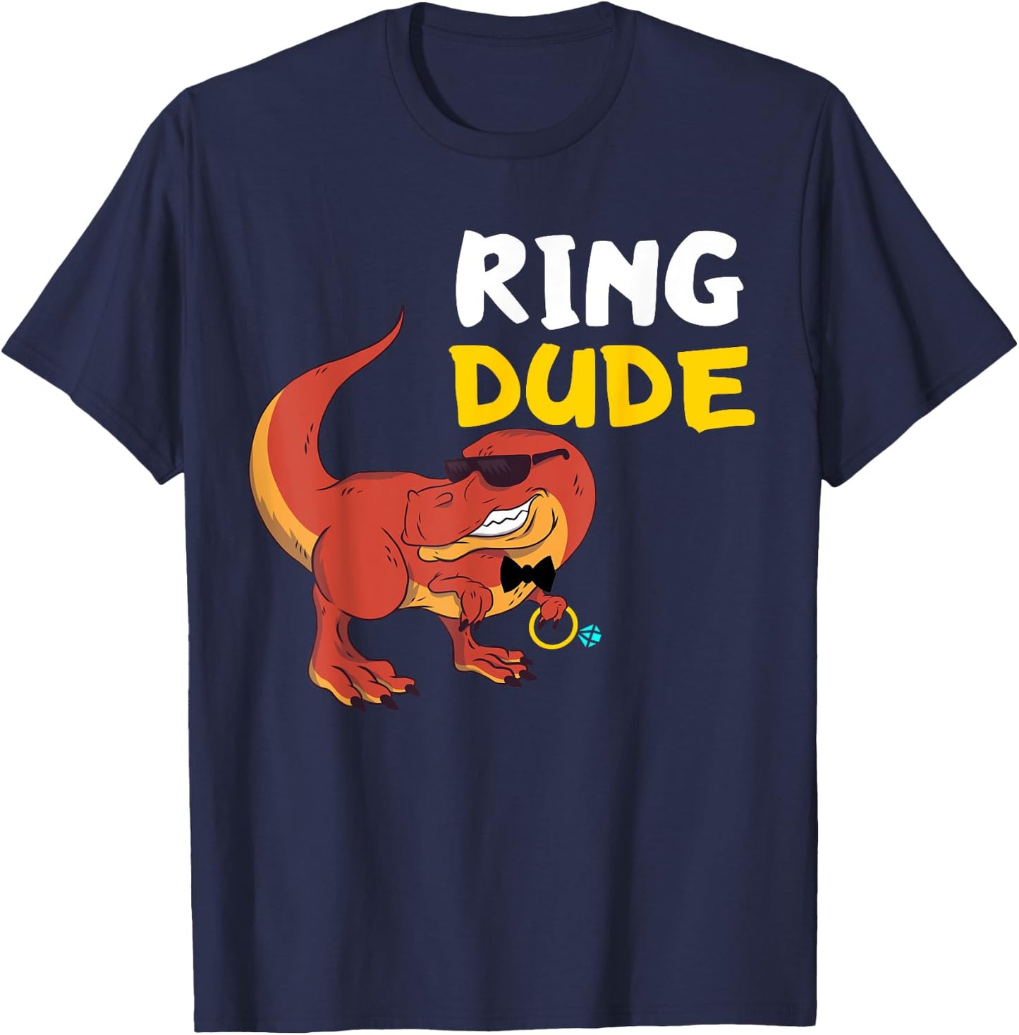 Ring Bearer Ring Dude Dino Wedding Party Wedding Party T-Shirt - T-Shirt | Navy