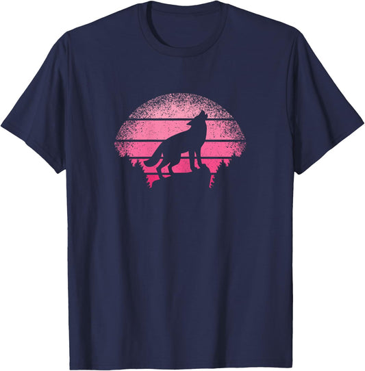 Wolf Wildlife Animal Wilderness Cute Retro Wolf Girls Women T-Shirt - T-Shirt | Navy