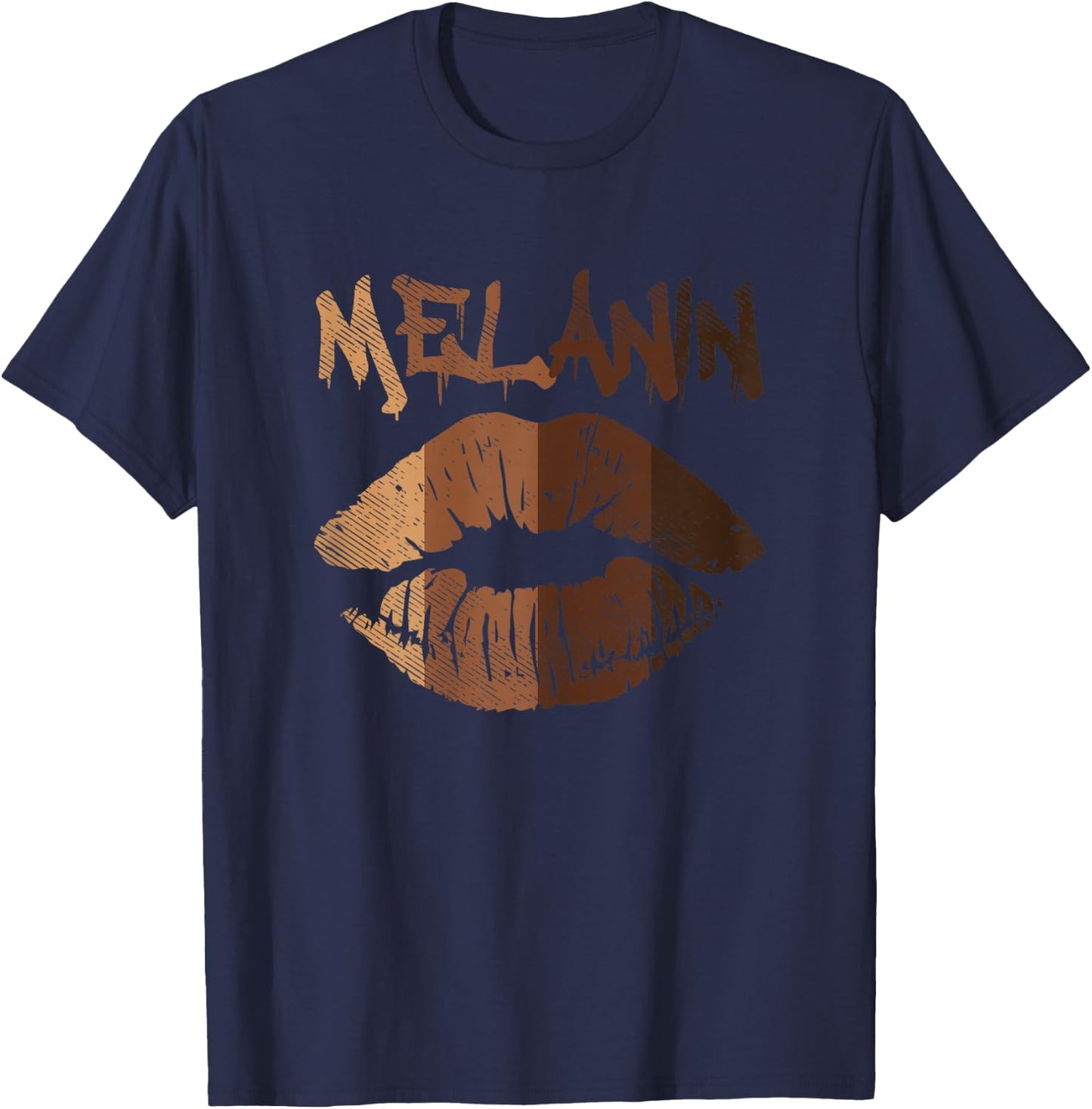 Melanin Lip Kiss BLM BHM Black History Afro Pride Women Gift T-Shirt - T-Shirt | Navy