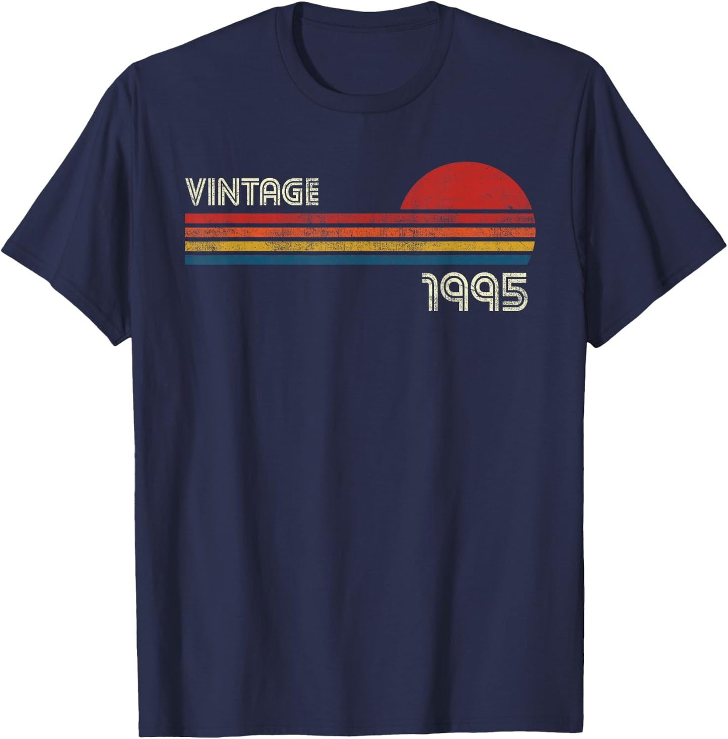 Vintage 1995 Chest Stripe 27 Birthday T-Shirt - T-Shirt | Navy