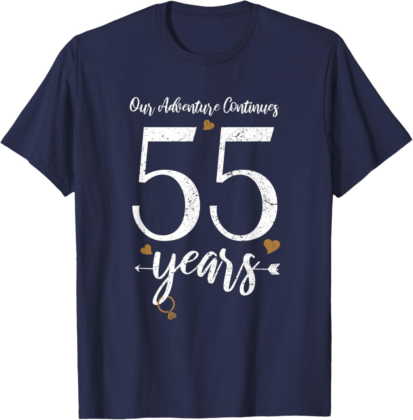 Our Adventures Continues 55 Years - 55th Wedding Anniversary T-Shirt - T-Shirt | Navy