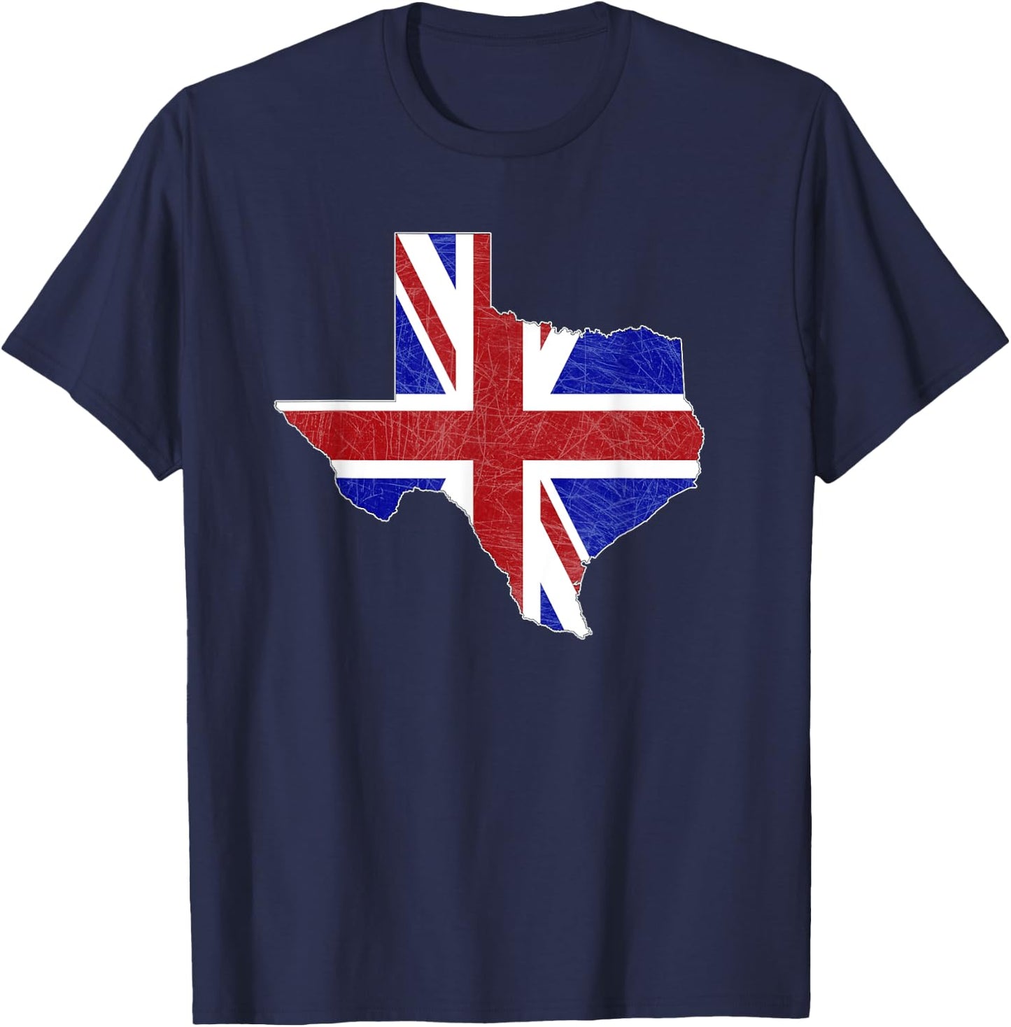 British Texas - UK Union Jack Flag Texas State Shape Design T-Shirt - T-Shirt | Navy