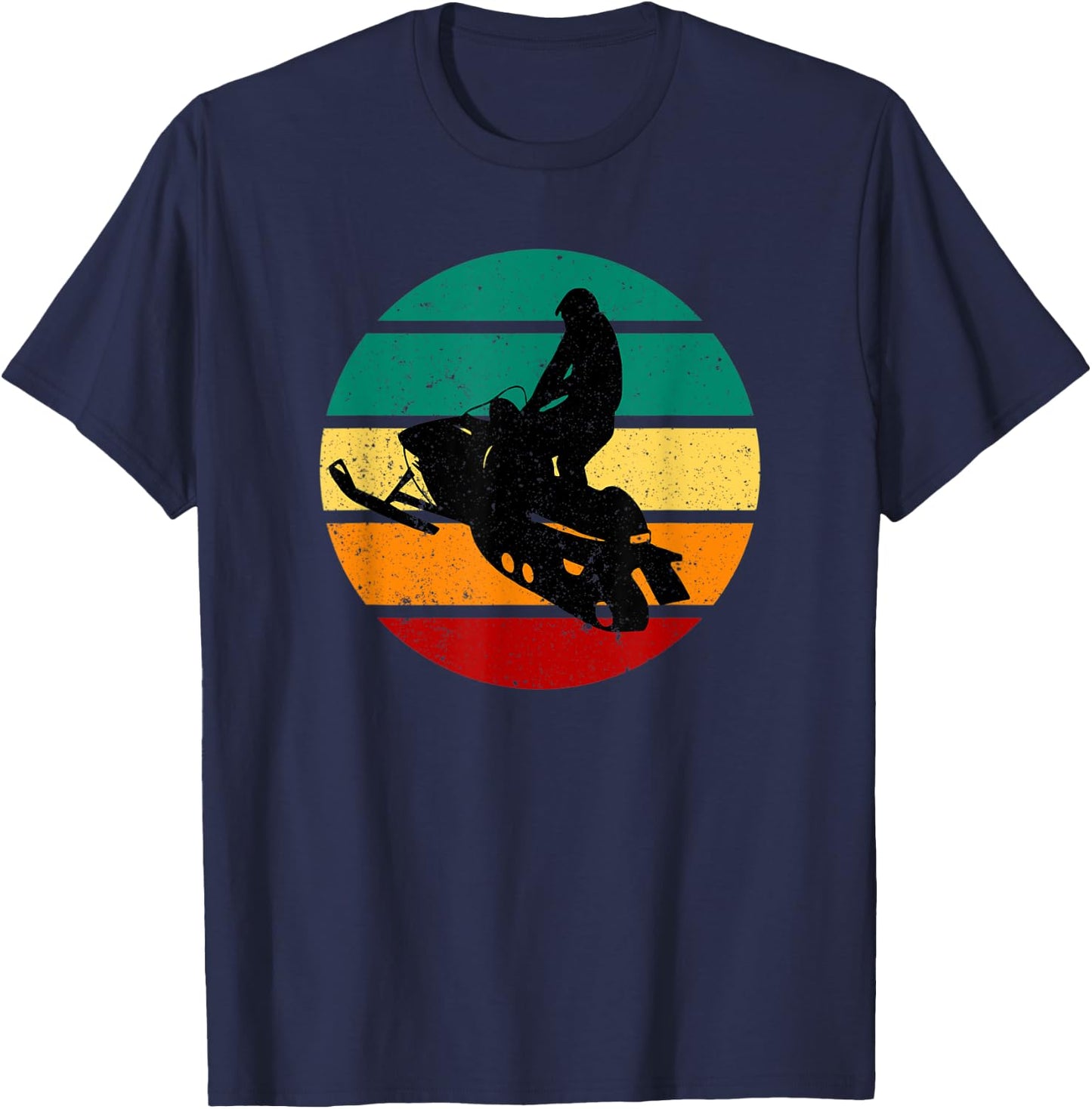 Snowmobile Vintage Motor Sled & Sunset Winter Sports Alpine T-Shirt - T-Shirt | Navy