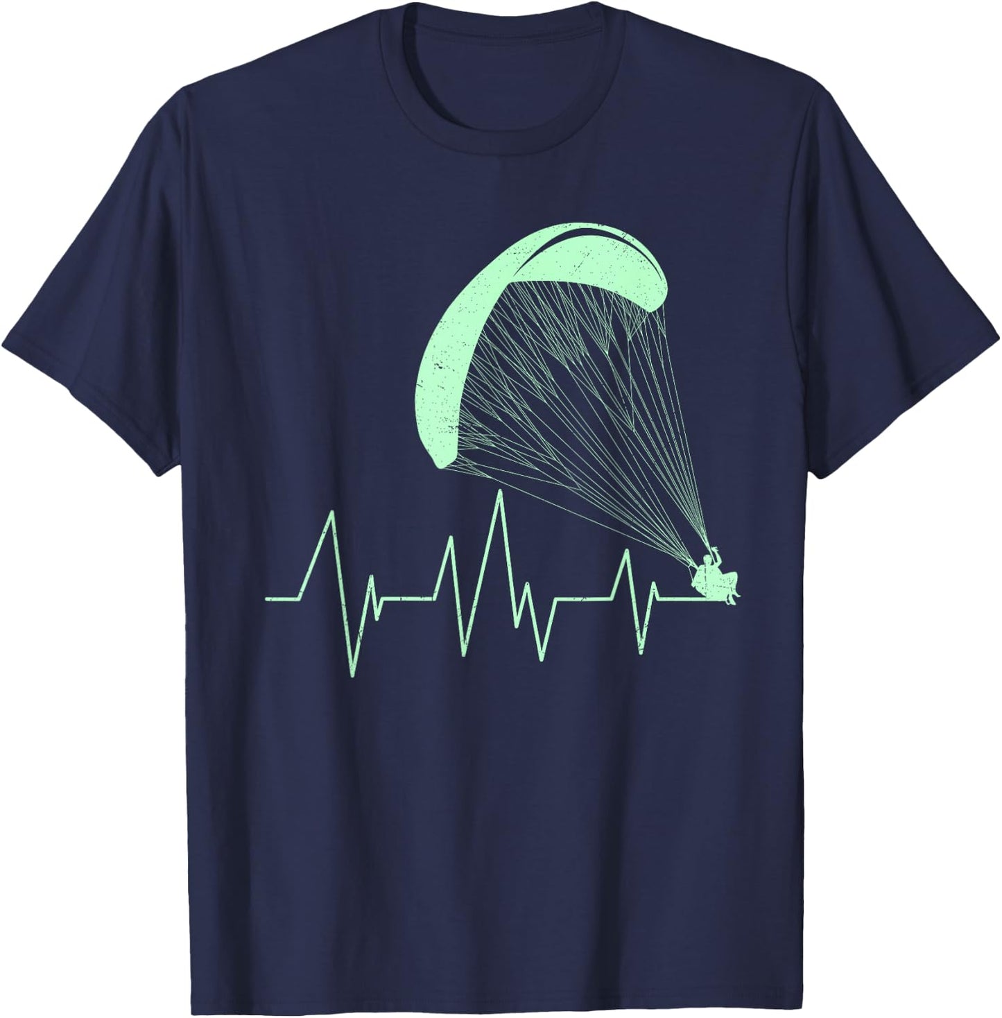 Paraglider Heartbeat Paraglider Heart Paraglider T-Shirt - T-Shirt | Navy