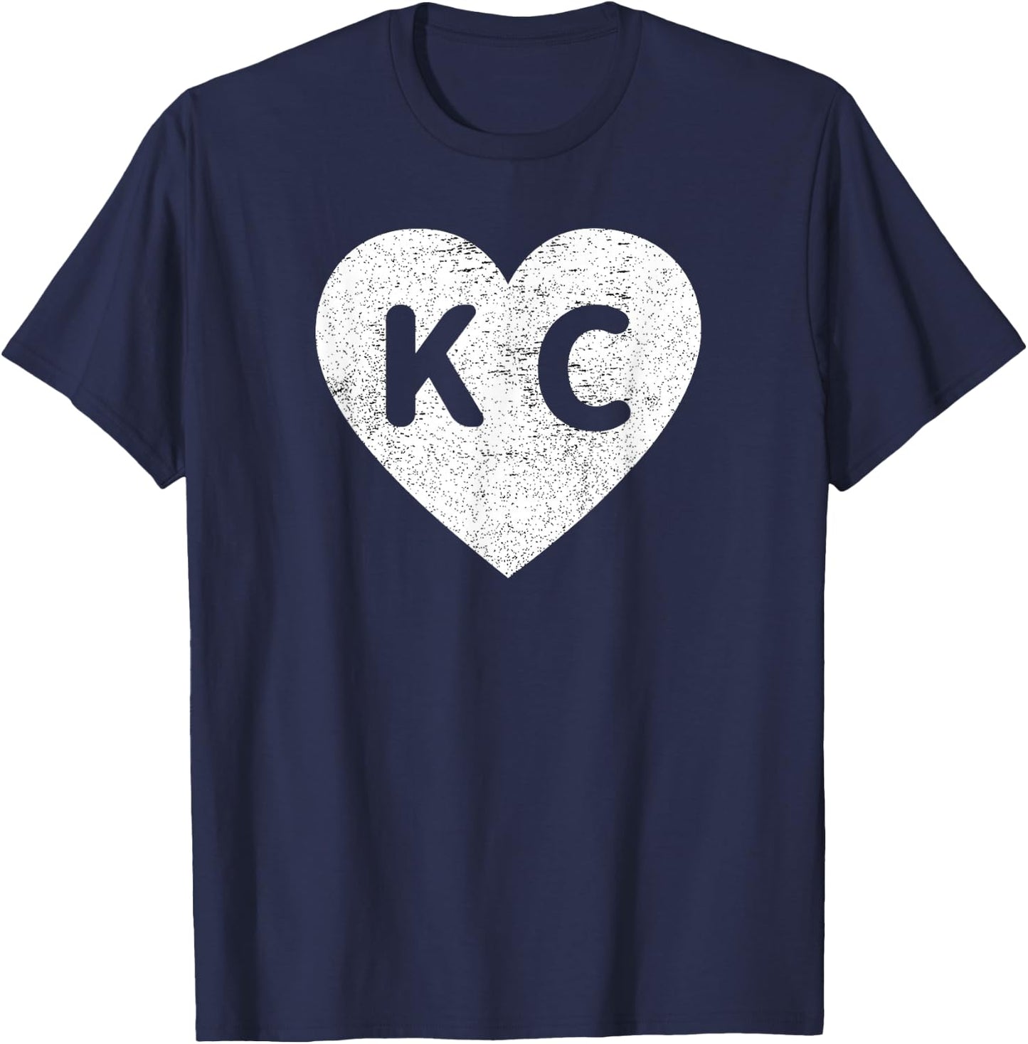 Vintage Distressed Love Kansas City KC Heart Print T-Shirt - T-Shirt | Navy